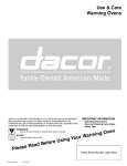 Dacor EWO Operating instructions