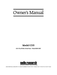 Audio Research CD3 Owner`s manual