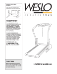 Weslo Cadence 1020 WLTL28080 User`s manual