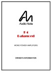 Audio Note P4 Balanced Specifications