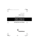 Radio Shack Digital Telephone Answering Device Owner`s manual
