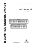 Behringer U-CONTROL UMX49 User`s manual