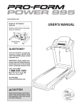 Pro-Form Power 995 User`s manual