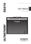 Behringer Ultratwin GX210 User`s manual