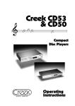 Creek Audio CD50 Operating instructions