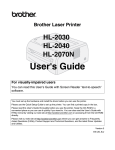 Brother 2070N - B/W Laser Printer User`s guide