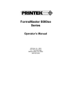 Printek FORMSMASTER 8000SE Operator`s manual