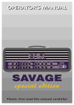 Engl Savage Special Edition Operator`s manual