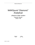 Barnstead NANOpure DIamond Analytical Specifications