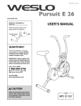 Weslo Pursuit E 25 Bike Specifications