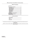 Electric Dryer Installation Instructions