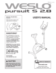 Weslo Pursuit 200 User`s manual