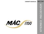 McIntosh Mac 1700 Owner`s manual