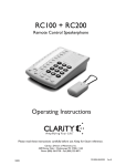 Clarity RC100 Operating instructions