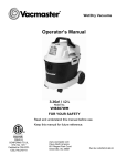 Vacmaster VHB307WM Operator`s manual