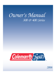 Coleman 400 Series Owner`s manual