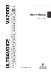 Behringer Ultra-Voice VX2000 User`s manual