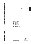 Behringer E1520 User`s manual