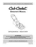 Cub Cadet CC 550 SP Operator`s manual