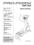 ProForm 300 Zle Elliptical User`s manual