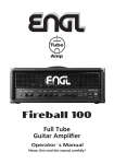 Engl Fireball 100 Operator`s manual