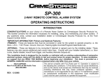 CrimeStopper SP-300 Operating instructions