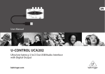 Behringer U-CONTROL UCA202 User manual