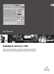 Behringer EURORACK UB1222FX-PRO User manual