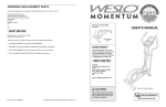 Weslo Momentum 850 Elliptical User`s manual