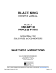 Blaze King PRINCESS PT1003 Specifications