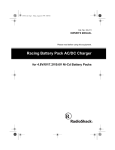 Radio Shack Racing Battery Pack AC/DC Charger Owner`s manual