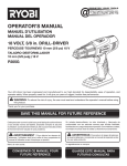 Ryobi P205G Operator`s manual