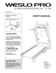 Weslo Pro Crosswalk 7.9 Treadmill User`s manual