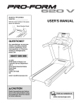 ProForm 620 V Treadmill User`s manual