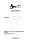 Avanti TLW16W Instruction manual