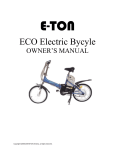E-TON ECO Electric Bycyle Owner`s manual
