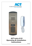 ACT entry A10 Operating & Installation Instructions