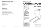 Weslo Cadence 700 Treadmill User`s manual