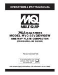 MULTIQUIP MVC-88VGEW Specifications