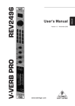 Behringer V-Verb Pro REV2496 User`s manual