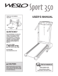 Weslo Sport 350 Treadmill User`s manual