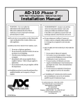 American Dryer Corp. AD-310 Phase 7 Installation manual