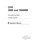 Alpha Technologies CFR 3000 Operator`s manual