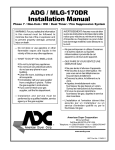 American Dryer Corp. ADG / MLG-170DR Installation manual
