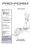 ProForm 450 Hr Elliptical User`s manual