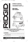 RIDGID WD14500 Owner`s manual