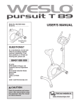 Weslo Pro Pursuit5.9 Bike User`s manual
