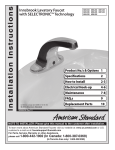 American Standard Innsbrook Lavatory Faucet M968498 Specifications