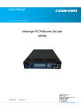 COBHAM Messenger VETA User`s manual