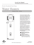 Rheem Electric Residential Heat Pump Water Heaters Operating instructions